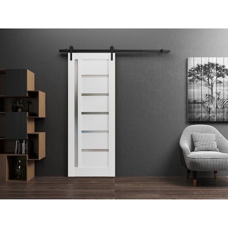 Sartodoors Barn Interior Door, 18" x 80", White QUADRO4088BD-B-WS-18