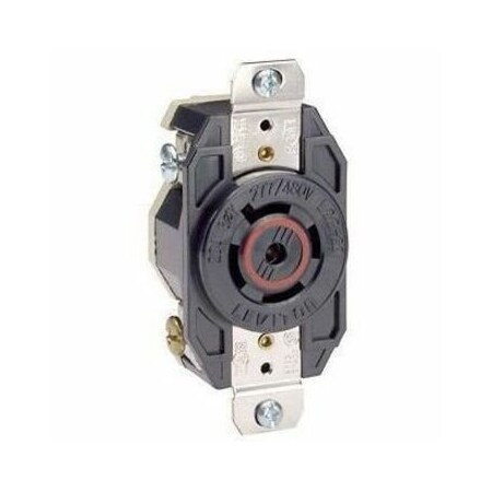 Leviton Flanged Locking Receptacle, L23-20R, 20 A, 347/600V AC, Three Phase, 4 Pole, Flush Mount, Black 2530