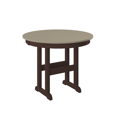 Polybird 38" ROUND TABLE. WEATHERWOOD AND TUDOR BROWN POLYBIRD P15-R