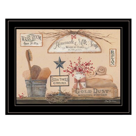 Homeroots Wash Room 3 Black Framed Print Bathroom Wall Art 406795