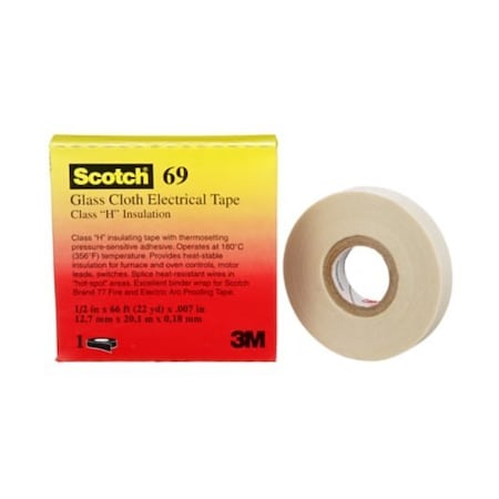 3M Glass Cloth Tape 1/2" X 66', 10PK 69-1/2"X66