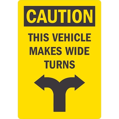 Lyle Caution This Vehicle Makes Wide Turns (W/Graphic), 3.5x5, Non-Reflective, Yellow G-14650-ND_3.5x5