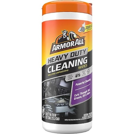 Armor All Cleaning Wipe, Cloth, White, 8 in. L AWMPHDC-25-1USLT