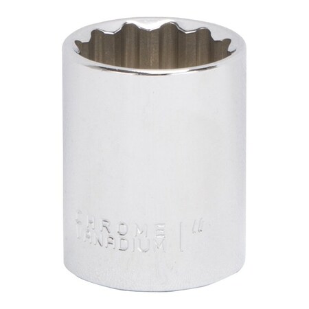Vulcan Drive Socket, 1 in Socket, 1/2 in Drive, 12-Point, Chrome Vanadium Steel, Chrome, MT6518369 MT6518369