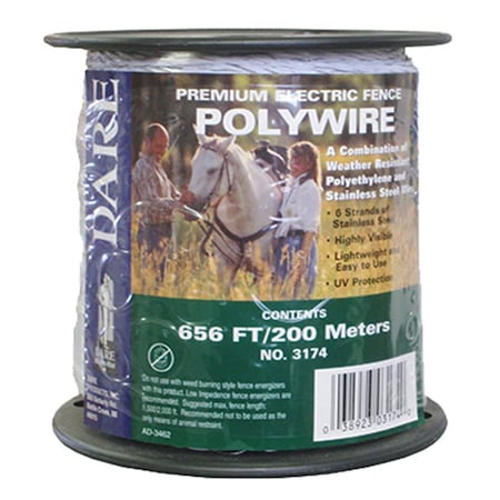 Dare Products 3174 200 mm. x 656 ft. Heavy Duty Poly Wire White 192047