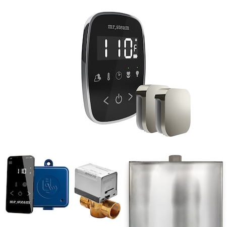 Mr. Steam Max Steam Shower Control Package with TempoFlex Control and Steamhead in Black Polished Chrome MSBUTLERXSQ-PC