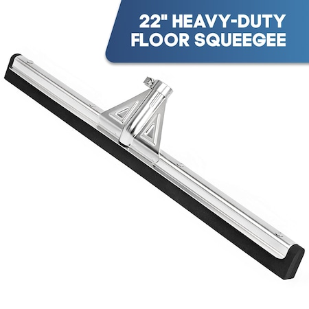 Dsv Standard Heavy-duty Floor Squeegee 22 in, Double Rubber Blade Garage Squeegee, Taper Pole Connection 87122