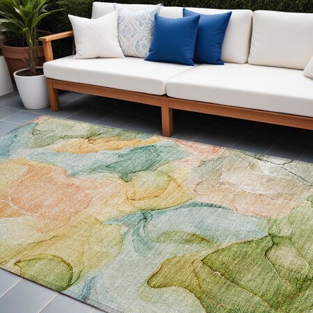 Homeroots 9' X 12' Blue Abstract Washable Non Skid Indoor Outdoor Area Rug 559485