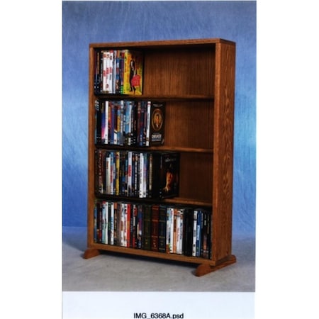Wood Shed Solid Oak 4 Row Dowel DVD Cabinet Tower WO599555