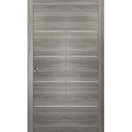Sartodoors Sliding Closet Bi-fold Doors, Planum 0020 Ginger Ash, Sturdy Tracks Moldings Trims Hardware Set, Wo PLANUM0020BF-GA-60 x 80 (2* 30x80)
