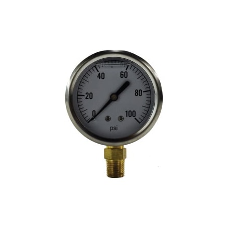 Ironwerks 2-1/2 in -30 to 0 PSI 1/4 in Lower Mount Vacuum Sealed Liquid-Filled Gauge 80080