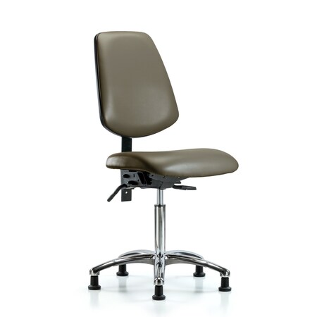 Blue Ridge Ergonomics Vinyl Chair Chrome, Med Bench, Med Back, Tilt, Glides, Taupe BR-VMBCH-MB-CR-T1-A0-NF-RG-8809