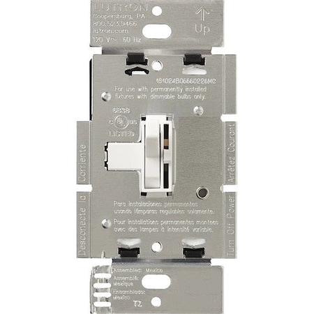 Lutron Lighting Dimmer, 1-Pole, Toggle, White AY-10PH-WH