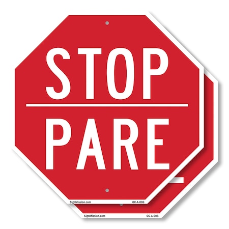 Signmission Stop Pare, 10 inch X 10 inch, Plastic Sign, 2PK OC-P-2PACK-10-6