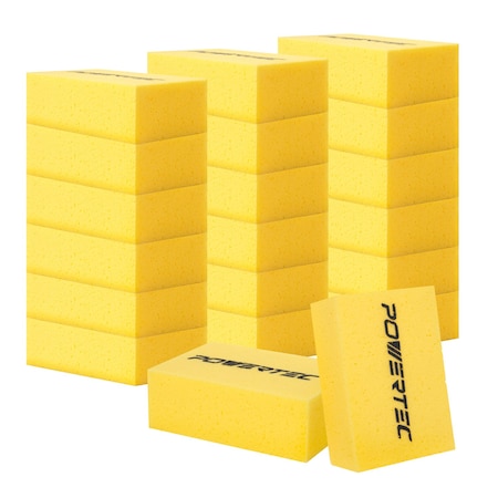 Powertec 20 PK Large Square Grout Sponge - Professional Tile Grout Removal Cleaning Sponge, 20PK 72106-P5N