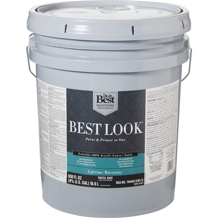 Do It Best 100% Acrylic Latex Premium Paint & Primer In One Satin Exterior House Paint Pastel Base 5 Gal. HW41W0801-20
