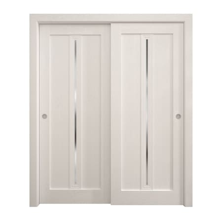 Sartodoors Sliding Closet Bypass Doors 36 x 96 inches, Ego 5014 Painted White Oak, Rails Hardware Set, Wood EGO5014DBD-PWO-3696