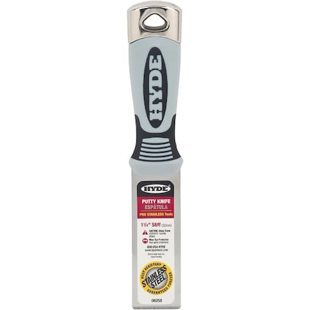 Hyde Pro Stainless Series 1-1/4'' Extra Heavy Duty Stiff Putty Knife 6258