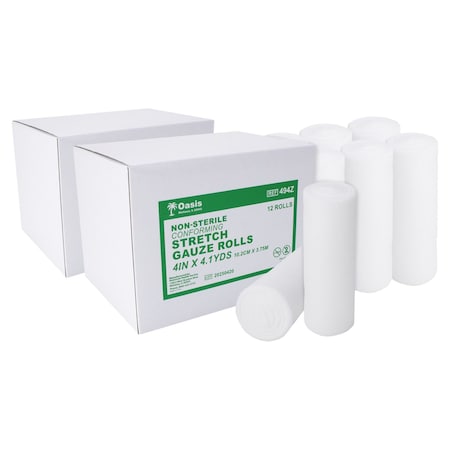 Oasis Non-Sterile Stretch Gauze Rolls 4"x4.1 Yards, 96PK 494