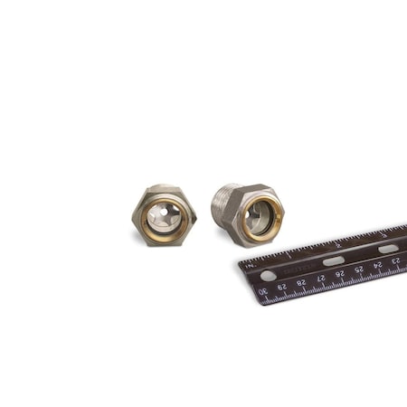 Oil-Rite Gasketed Wndw Sight NPT Thread - 1/2in. NPT, 15/16in., Stainless Steel, 125 PSI, Buna-N, 19/32in. B1740-13