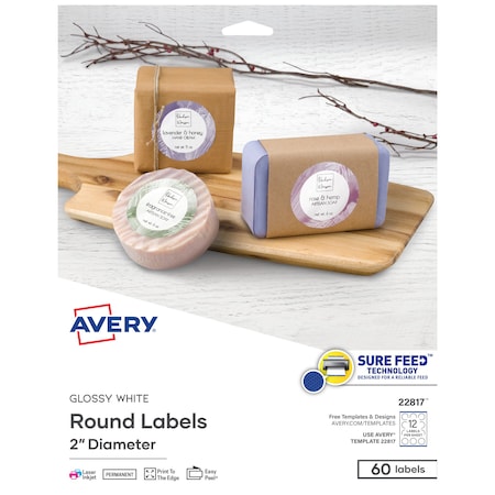 Avery Printable Round Labels with Sure F, PK60 22817