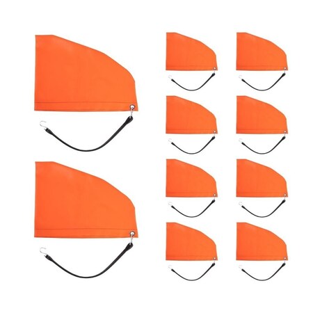 Mytee Products 10 Pack Orange 12in Turbo Saver Exhaust Cover & 21in Rubber Snap Tie w/ Hook, 10PK TSEC-12x10