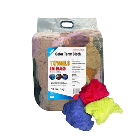 Supremeplus New Color Terry Towel Cleaning Rags, 10 lbs. Bag SP-6410