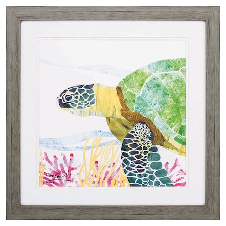 Homeroots 23" X 23" Woodtoned Frame Sea Creature Turtle 365574