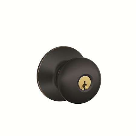 Schlage Residential Plymouth Knob Storeroom Lock C Keyway with 16211 Latch and 10063 Strike Aged Bronze Finish F80PLY716