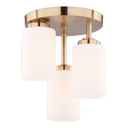 Vaxcel Park Ridge Champagne Gold 3-Light Flush Mount Ceiling Light with Frosted Glass, 10.5-In. C0358