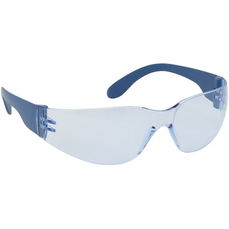 Bouton Optical Rimless Safety Glasses w/Blue Metal Detectable Temple, Light Blue Lens, Anti-Scratch/Anti-Fog Coating 250-01-D053
