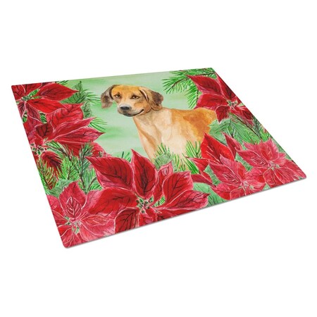 Carolines Treasures Rhodesian Ridgeback Poinsettas Glass Cutting Board, Large CK1324LCB