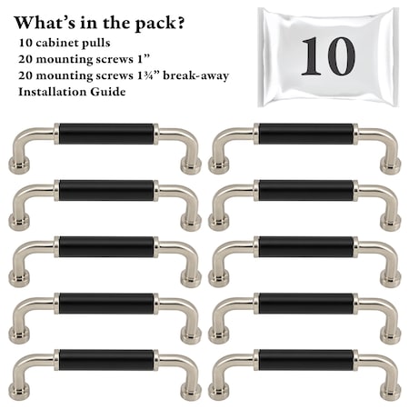 Designperfect 3 3/4'' Center-to-Center Barrel Pull, 10PK DPA10T963BLKSBN