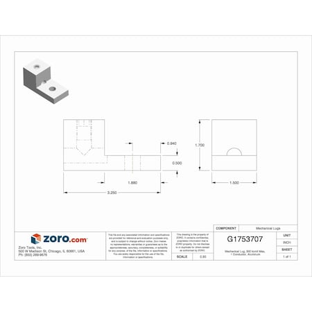 Nsi Mechanical Lug, 300 kcmil Max, 1 Conductor, Aluminum 800T