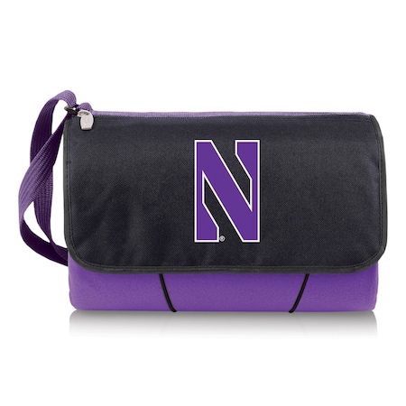 Picnic Time Family Of Brands NCAA Northwestern Wildcats Blanket Tote Outdoor Picnic BlanketPurple with Black Flap 820-00-101-434-0