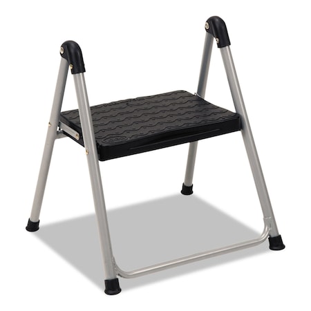 Cosco Fold Step Stool, 1 Step, 200 lb., Platinum, 1 Steps, Steel, Platinum/Black 11014PBL1E