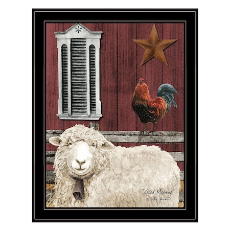 Homeroots Good Morning 4 Black Framed Print Wall Art 404483