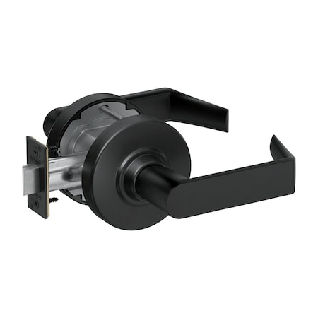 Schlage Grade 1 Passage Cylindrical Lock, Non-Keyed, Rhodes Lever with Rose, Matte Black Finish PC10 RHO 622