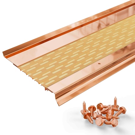 Waterlock Micromesh 5" K-Style & Box Gutters Copper Frame & Brass Mesh Gutter Guard, 5ft WM-5KS-005-CU