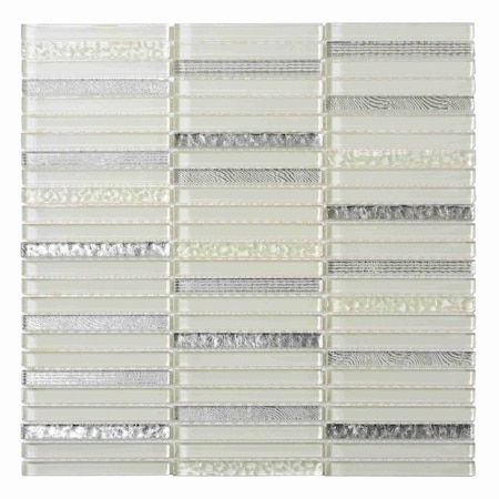 Apollo Tile White 11.8 in x 11.8 in Glass Glossy Floor and Wall Mosaic Tile 4.83 sqft/case, 5PK APLCAS88016A