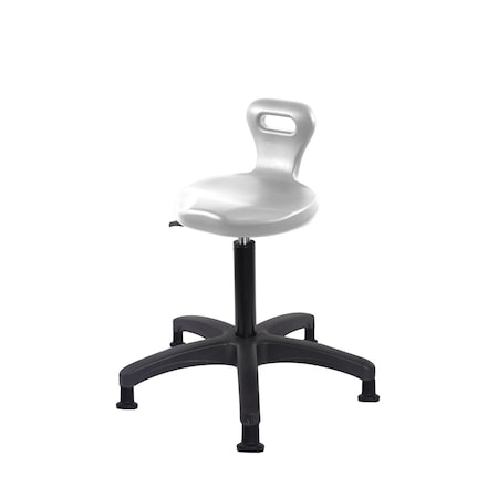 Blue Ridge Ergonomics Polyurethane Serpent Stool - Medium Bench Height with Stationary Glides in Gray Polyurethane PSPMBSL-RG-NF-RG-GRY