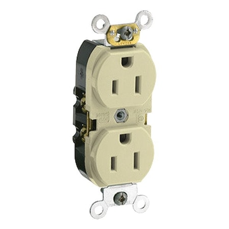 Leviton Duplex Receptacle Outlet, 15A, Ivory, 125V CR015-I