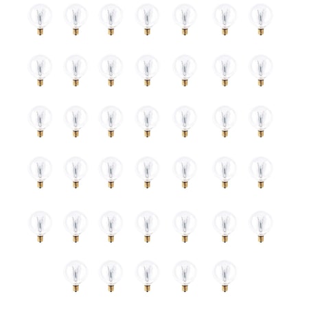 Bulbrite 40W Dimmable Clear G16.5 Incandescent Light Bulbs, Candelabra E12 Base, 2700K, 40PK 861264