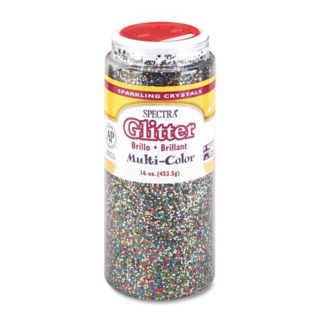 Pacon Spectra Glitter, 0.04 Hexagon Crystals, Multicolor, 16 oz Shaker-Top Jar 91790