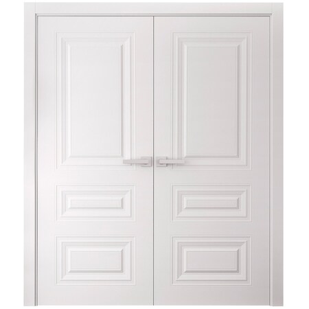 Sartodoors Interior Double Doors 84 x 96 inches, BASIC 9233 White, Wood Interior Solid Panel Frame, Closet B BASIC9233DD-SKIN-8496