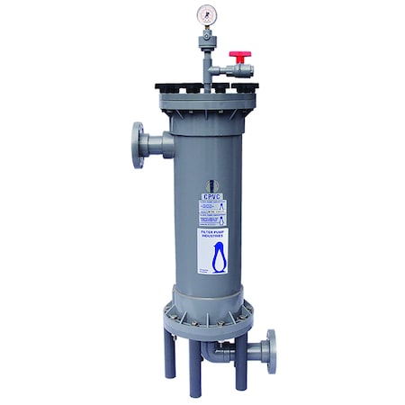 Filter Pump Filter Bag Chamber, up to 40 GPM, Uses 7in dia x 16in L Bag, , CPVC/FKM, 1.5in NPT 8CBK-10A-V