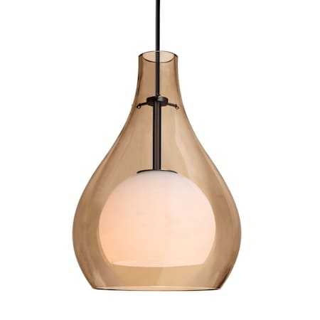 Besa Lighting Besa Elle 11 Pendant, Cognac, Black Finish, 1x 9W LED 1JT-ELLE11CG-LED-BK