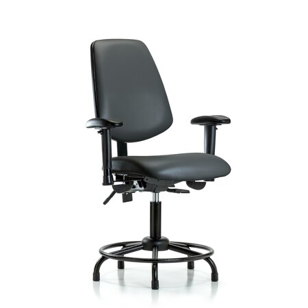 Blue Ridge Ergonomics Vinyl Chair, Vinyl, Adjustable Arms BR-VDHCH-MB-RT-T0-A1-RG-8823