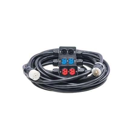 Power Assemblies Portable Cord, SOOW, 12 AWG, 5 C, Black, Chlorinated Polyethylene (CPE), 120/208V, 50 ft QS320STB050