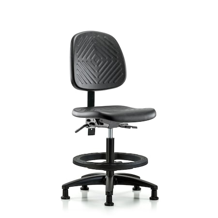Blue Ridge Ergonomics Bench Chair, Poly, Med, Bk, BF Glides, No Arms, 19-1/2" to 27-1/2" Height, Black; Blue BR-PMBCH-MB-RG-T0-A0-BF-RG